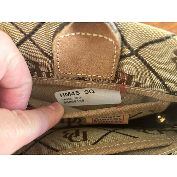 Vintage Dooney & Bourke Signature Monogram Small Hand Tote Purse Brown Leather - Picture 11 of 13